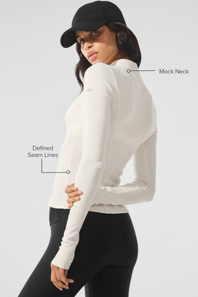 Ribbed Mesmerize Mock Neck Long Sleeve