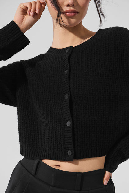 Cashmere Plush Waffle Cardigan