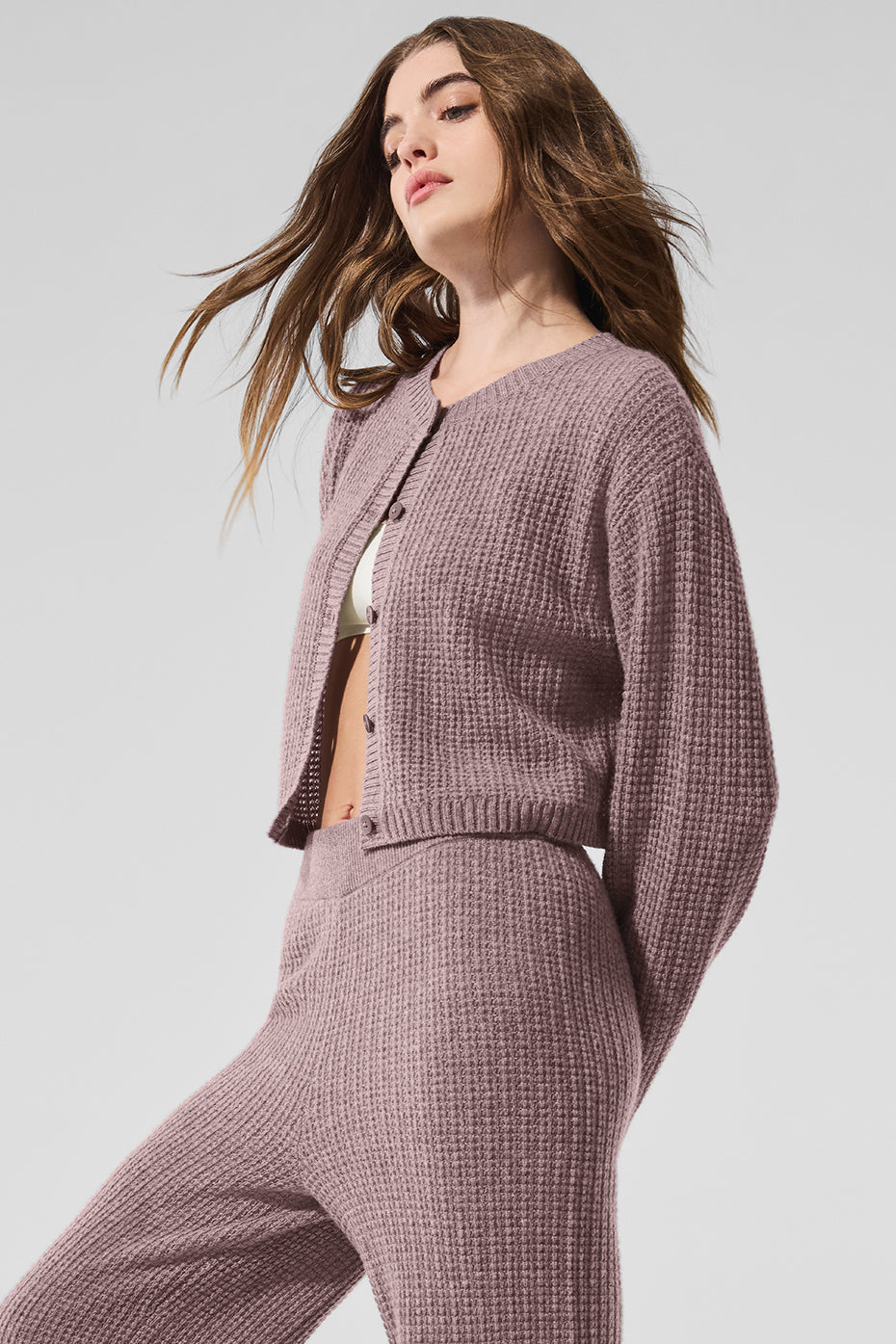 Cashmere Plush Waffle Cardigan