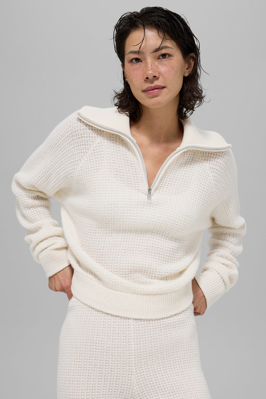 Cashmere Plush Waffle 1/4 Zip Pullover