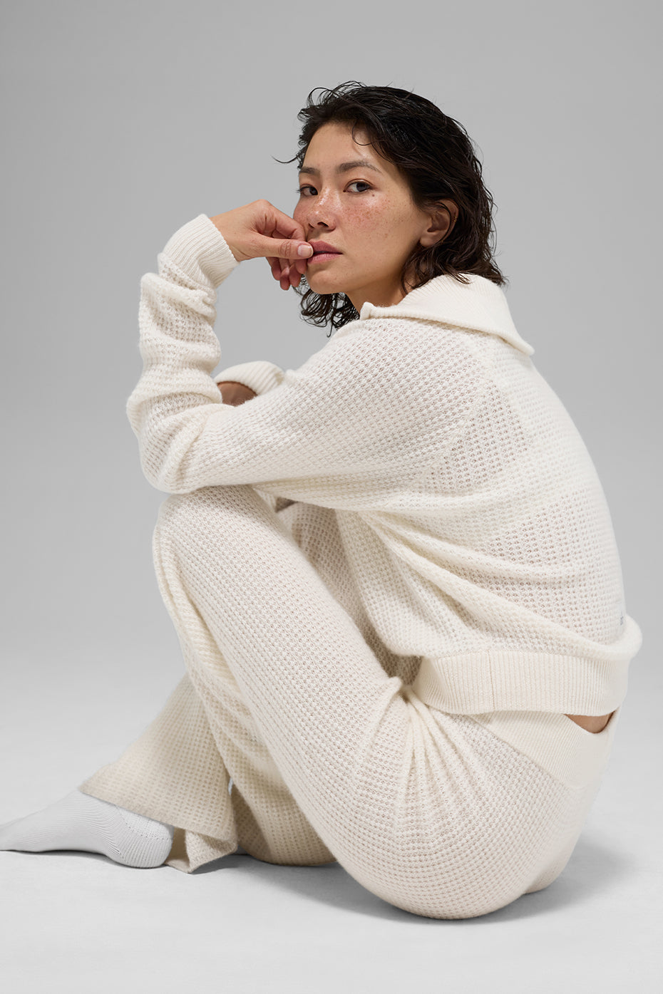 Cashmere Plush Waffle 1/4 Zip Pullover