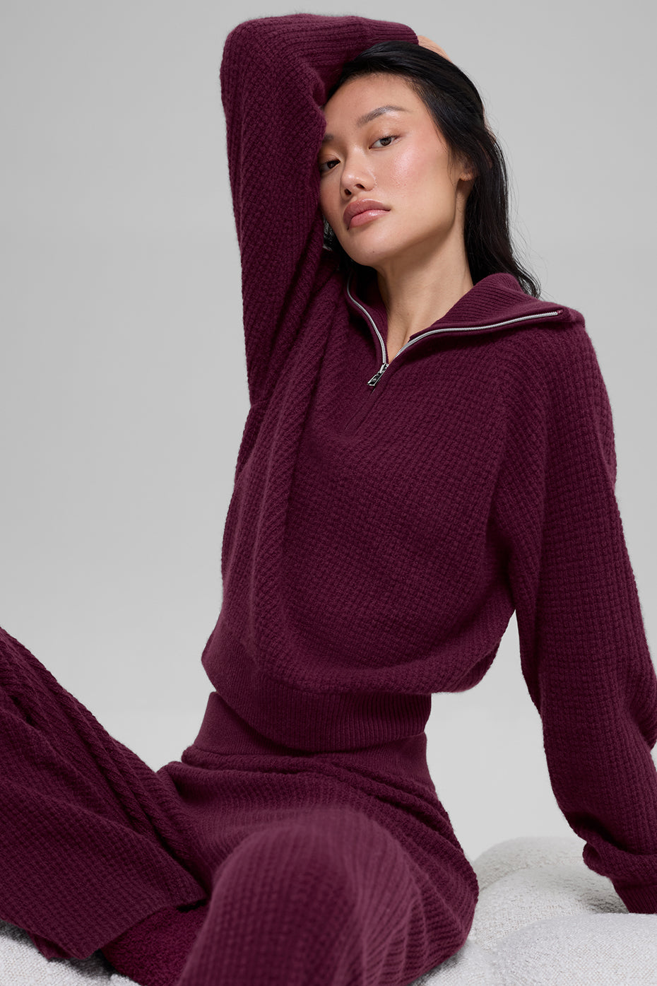Cashmere Plush Waffle 1/4 Zip Pullover