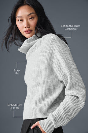 Cashmere Plush Waffle Turtleneck Pullover