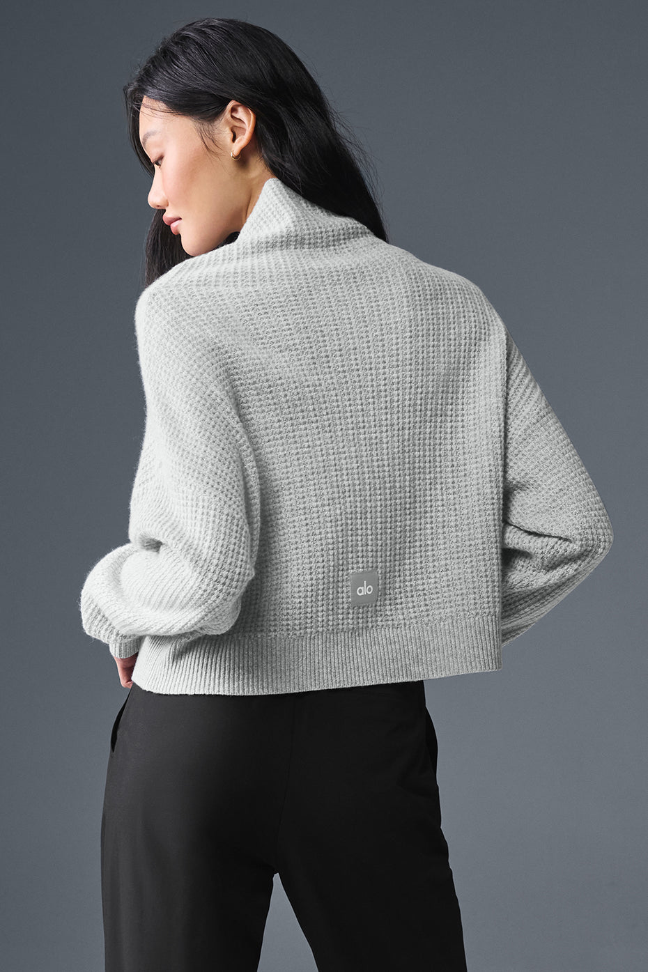 Cashmere Plush Waffle Turtleneck Pullover