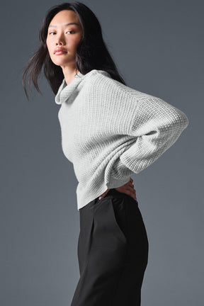Cashmere Plush Waffle Turtleneck Pullover