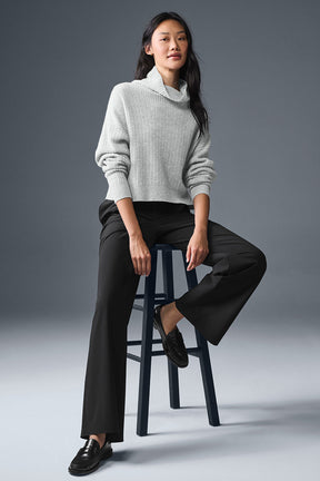 Cashmere Plush Waffle Turtleneck Pullover