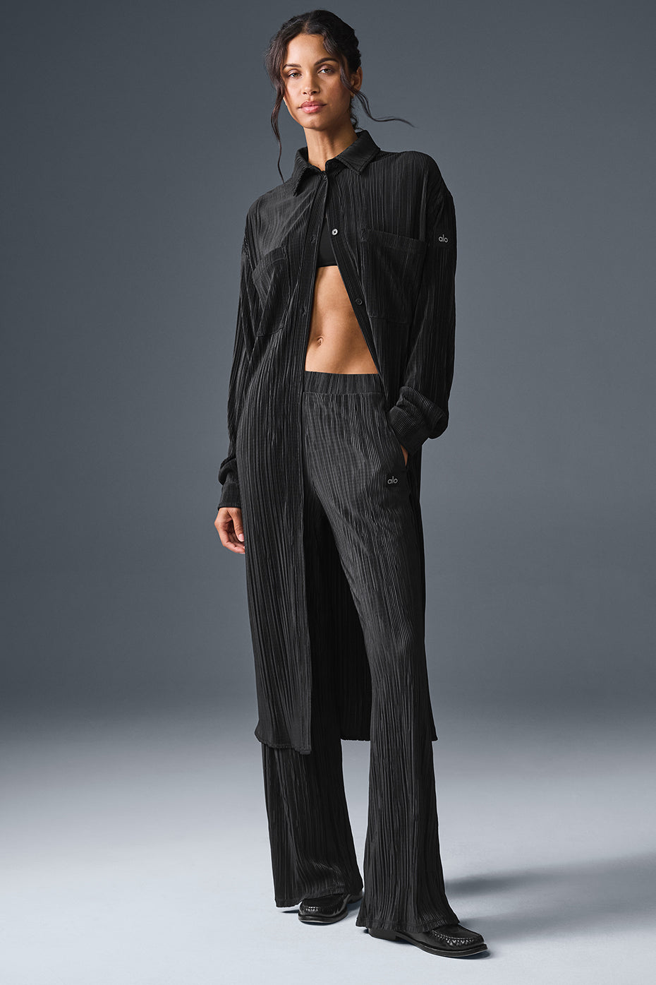 Micro Plisse Shirt Dress