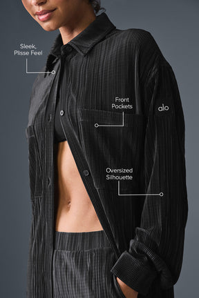 Micro Plisse Shirt Dress