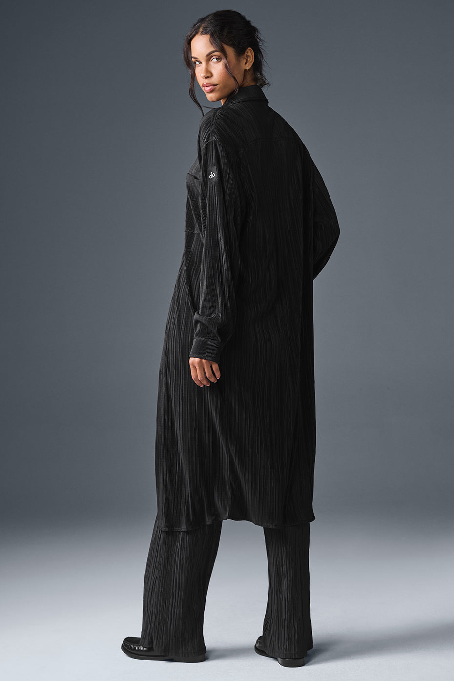 Micro Plisse Shirt Dress