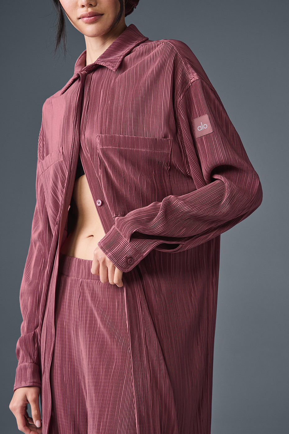 Micro Plisse Shirt Dress