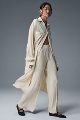 Micro Plisse Shirt Dress