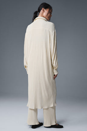 Micro Plisse Shirt Dress