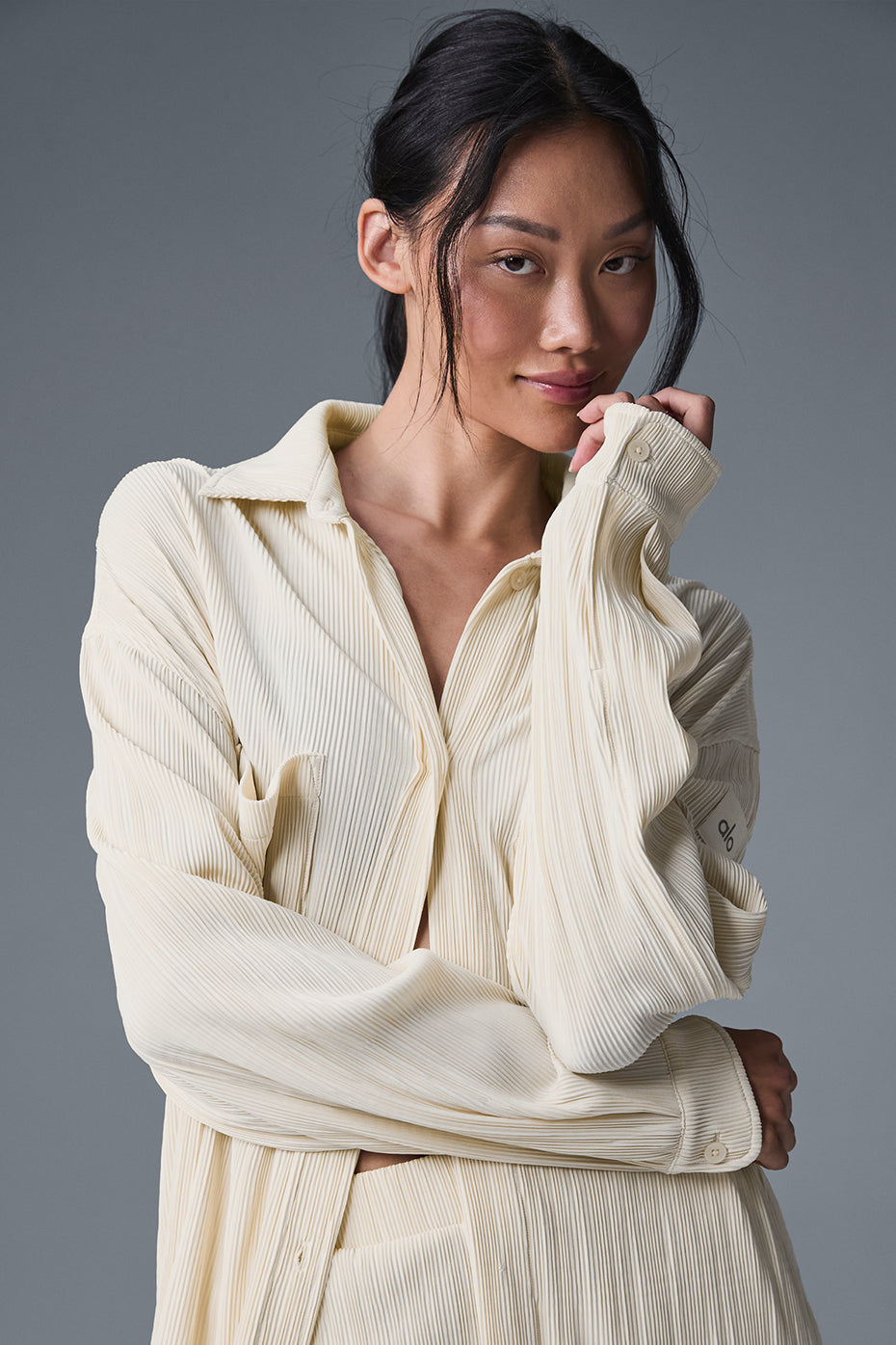 Micro Plisse Shirt Dress