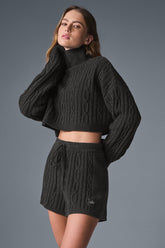 Cable Knit Cropped Winter Bliss Turtleneck Long Sleeve
