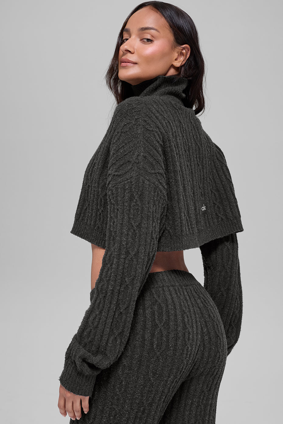 Cable Knit Cropped Winter Bliss Turtleneck Long Sleeve