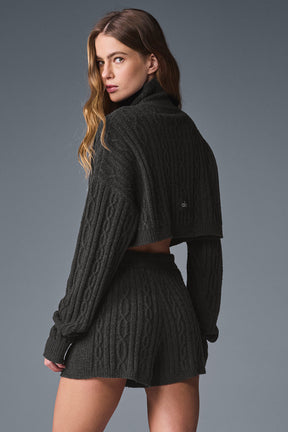 Cable Knit Cropped Winter Bliss Turtleneck Long Sleeve