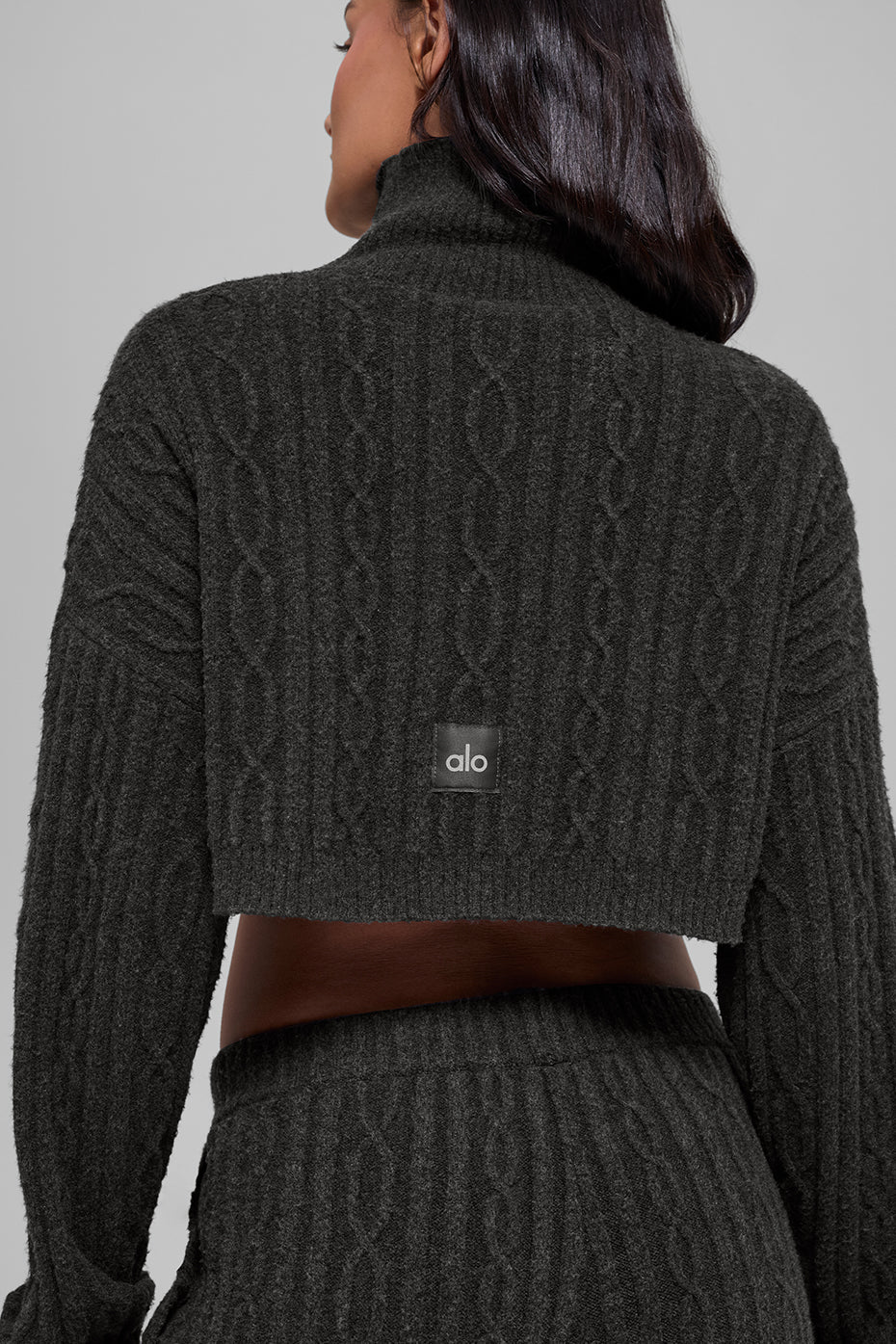 Cable Knit Cropped Winter Bliss Turtleneck Long Sleeve