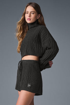Cable Knit Cropped Winter Bliss Turtleneck Long Sleeve