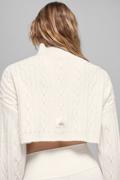 Cable Knit Cropped Winter Bliss Turtleneck Long Sleeve