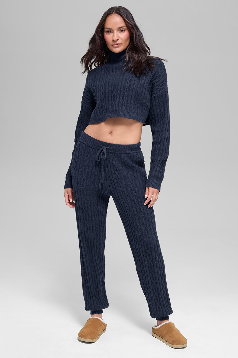 Cable Knit Cropped Winter Bliss Turtleneck Long Sleeve