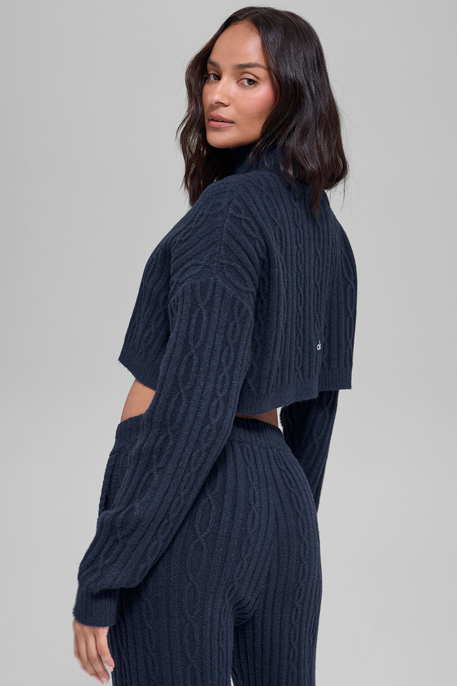 Cable Knit Cropped Winter Bliss Turtleneck Long Sleeve
