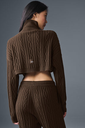 Cable Knit Cropped Winter Bliss Turtleneck Long Sleeve