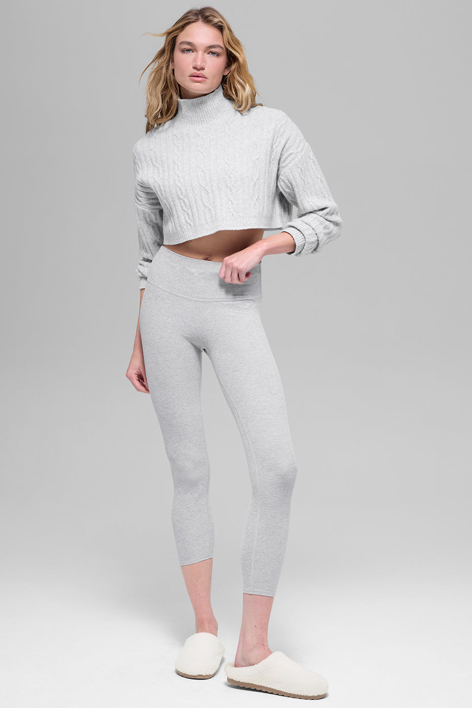 Cable Knit Cropped Winter Bliss Turtleneck Long Sleeve