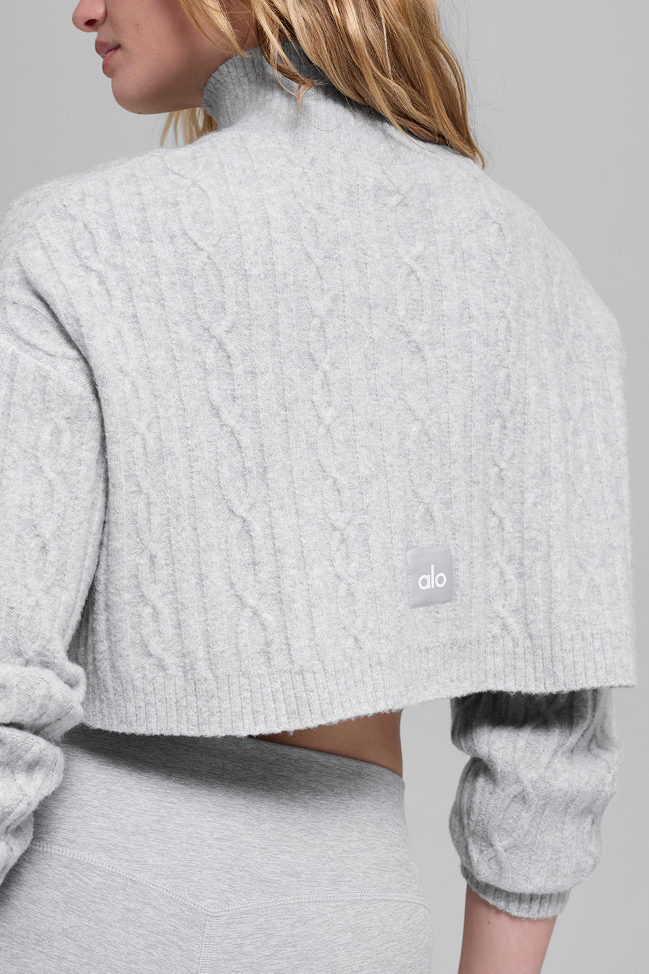 Cable Knit Cropped Winter Bliss Turtleneck Long Sleeve