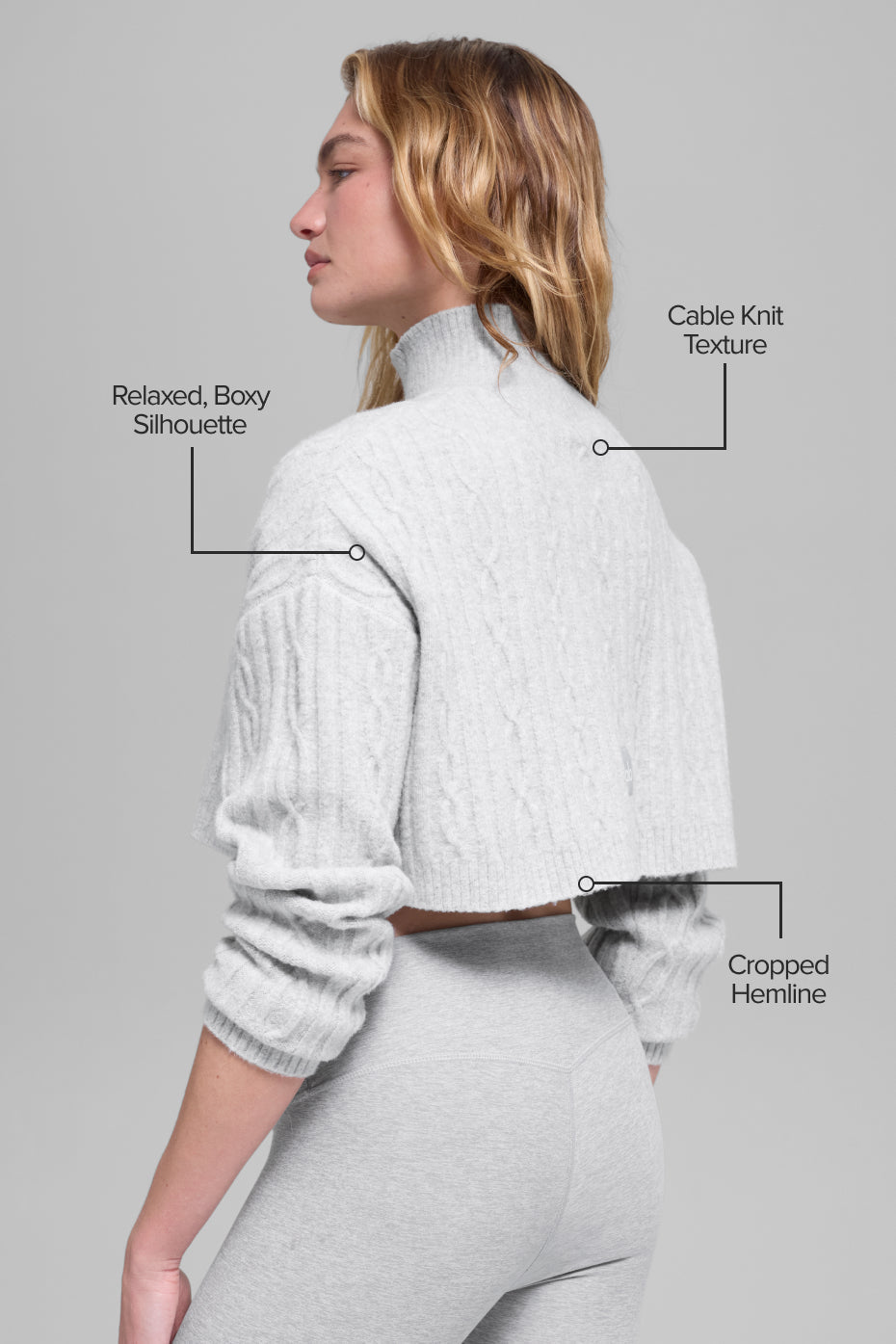 Cable Knit Cropped Winter Bliss Turtleneck Long Sleeve