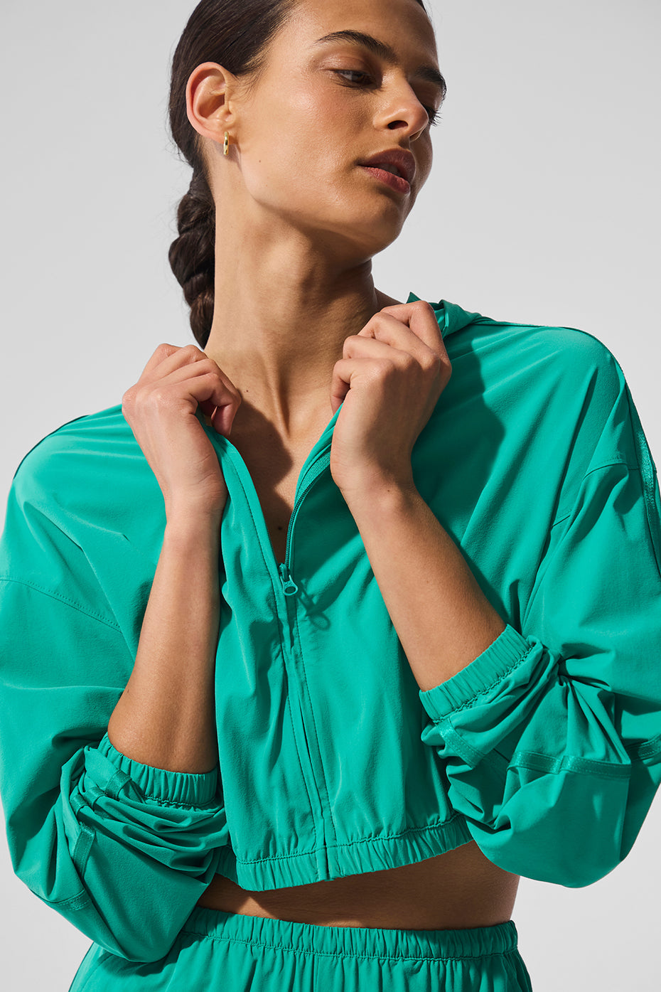 Cropped Breezy Full-Zip Hoodie