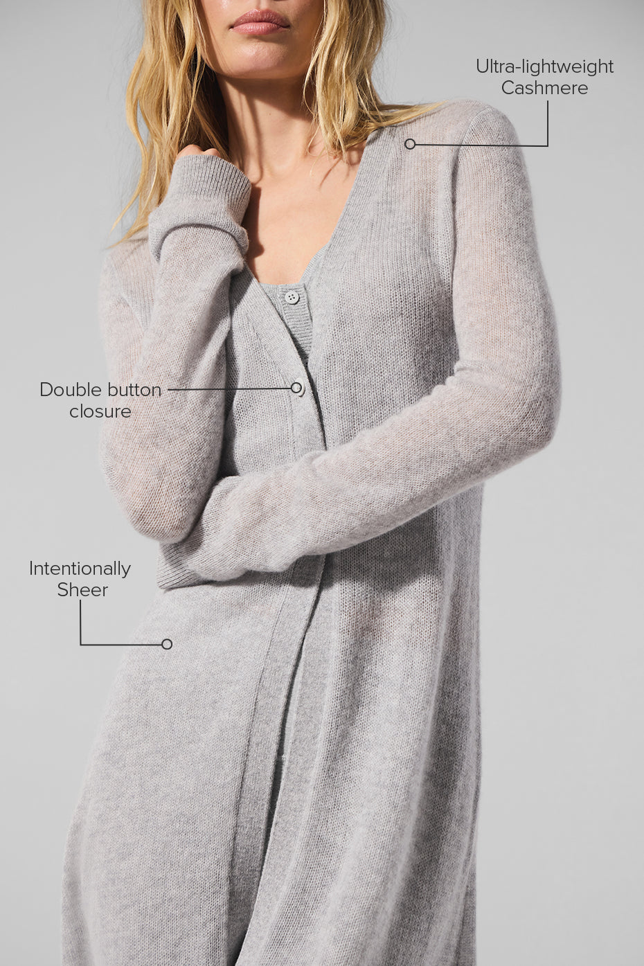 Sheer Cashmere Long Cardigan