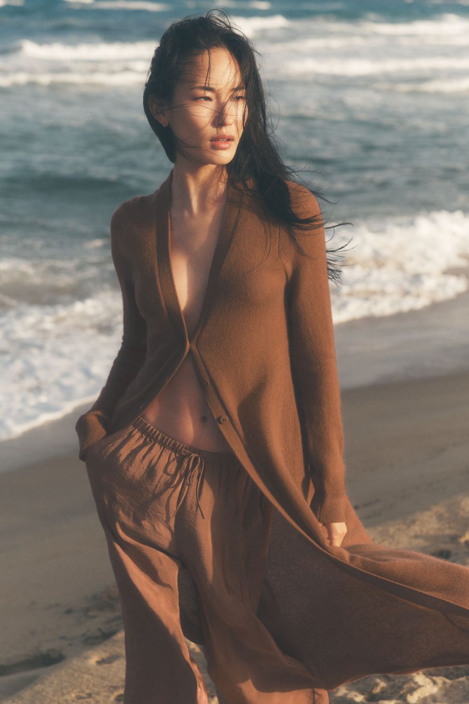 Sheer Cashmere Long Cardigan
