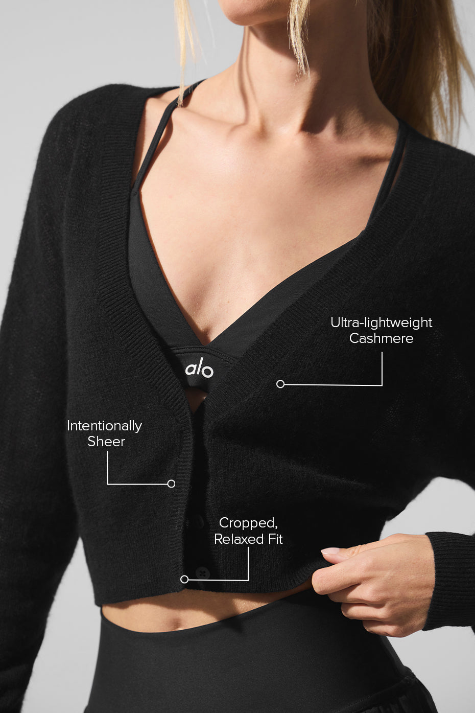 Sheer Cashmere Cropped Cardigan