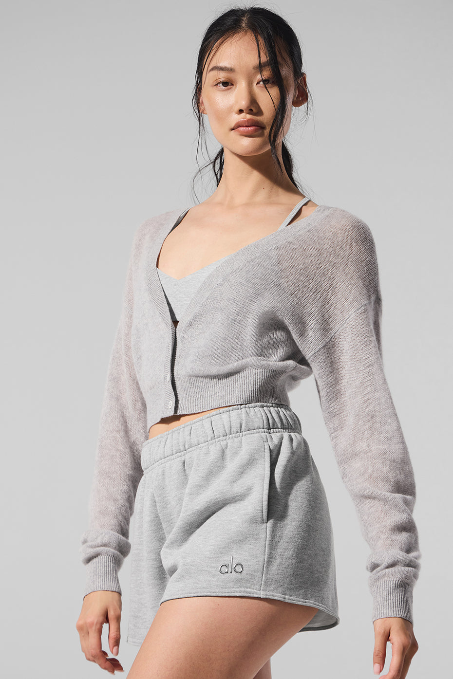 Sheer Cashmere Cropped Cardigan
