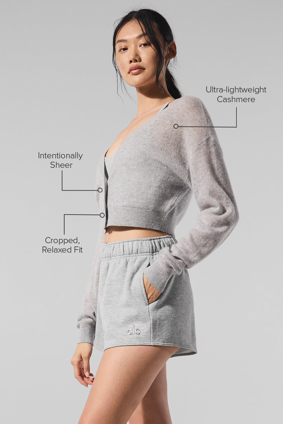 Sheer Cashmere Cropped Cardigan