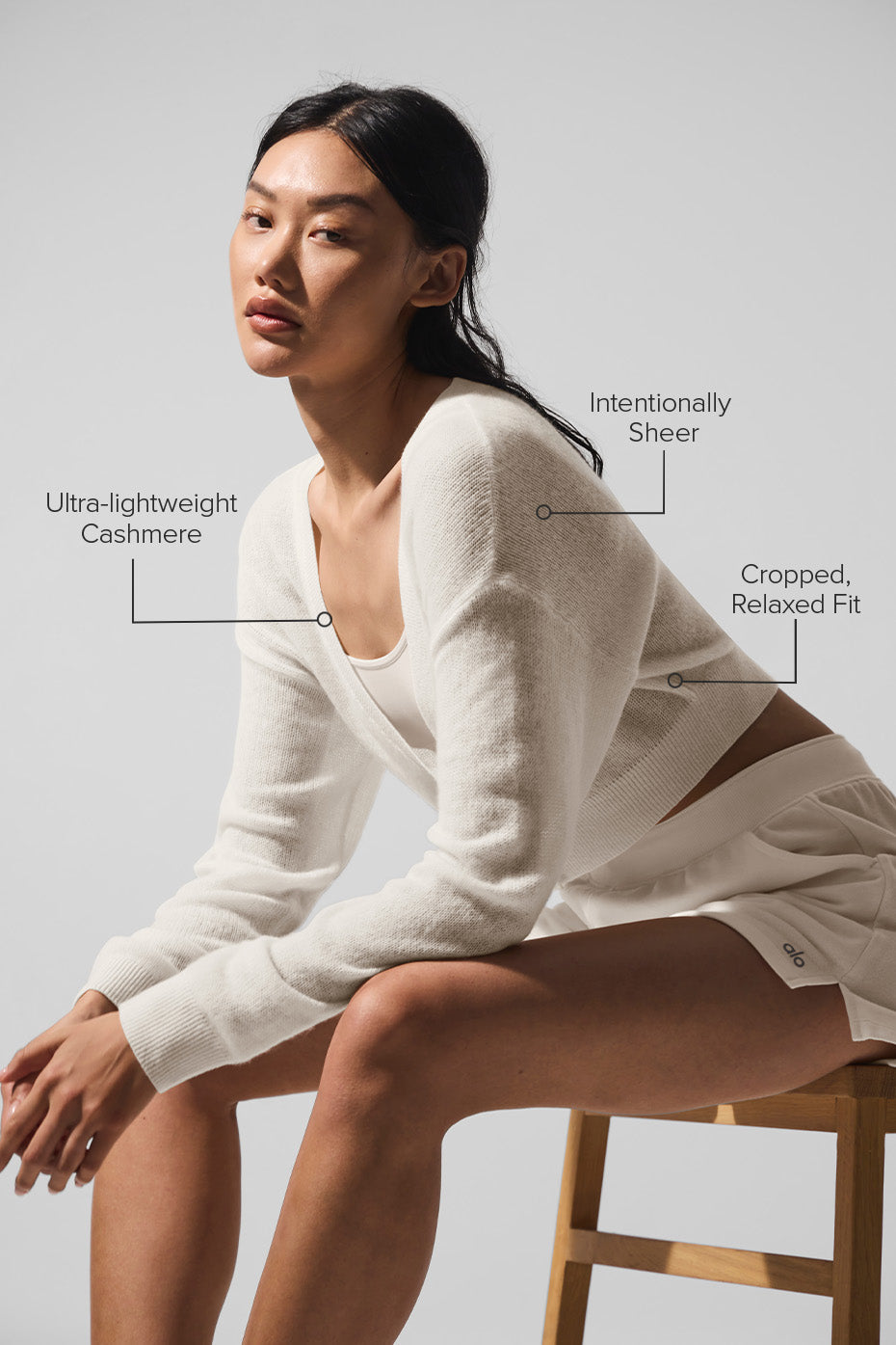 Sheer Cashmere Cropped Cardigan