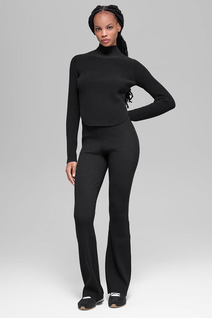 Denim Knit Backless Long Sleeve