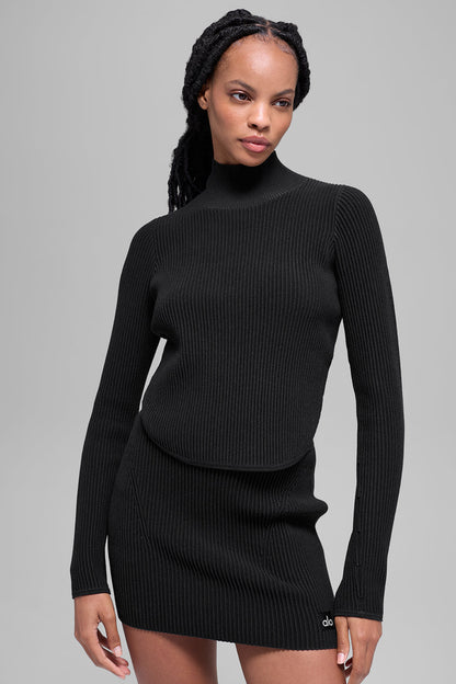 Denim Knit Backless Long Sleeve