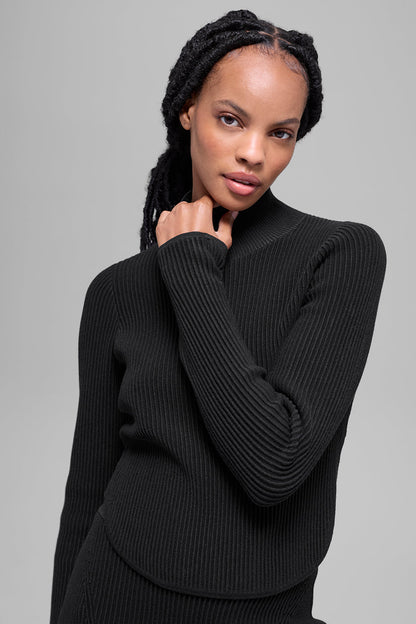 Denim Knit Backless Long Sleeve