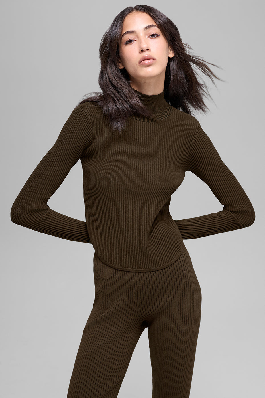 Denim Knit Backless Long Sleeve