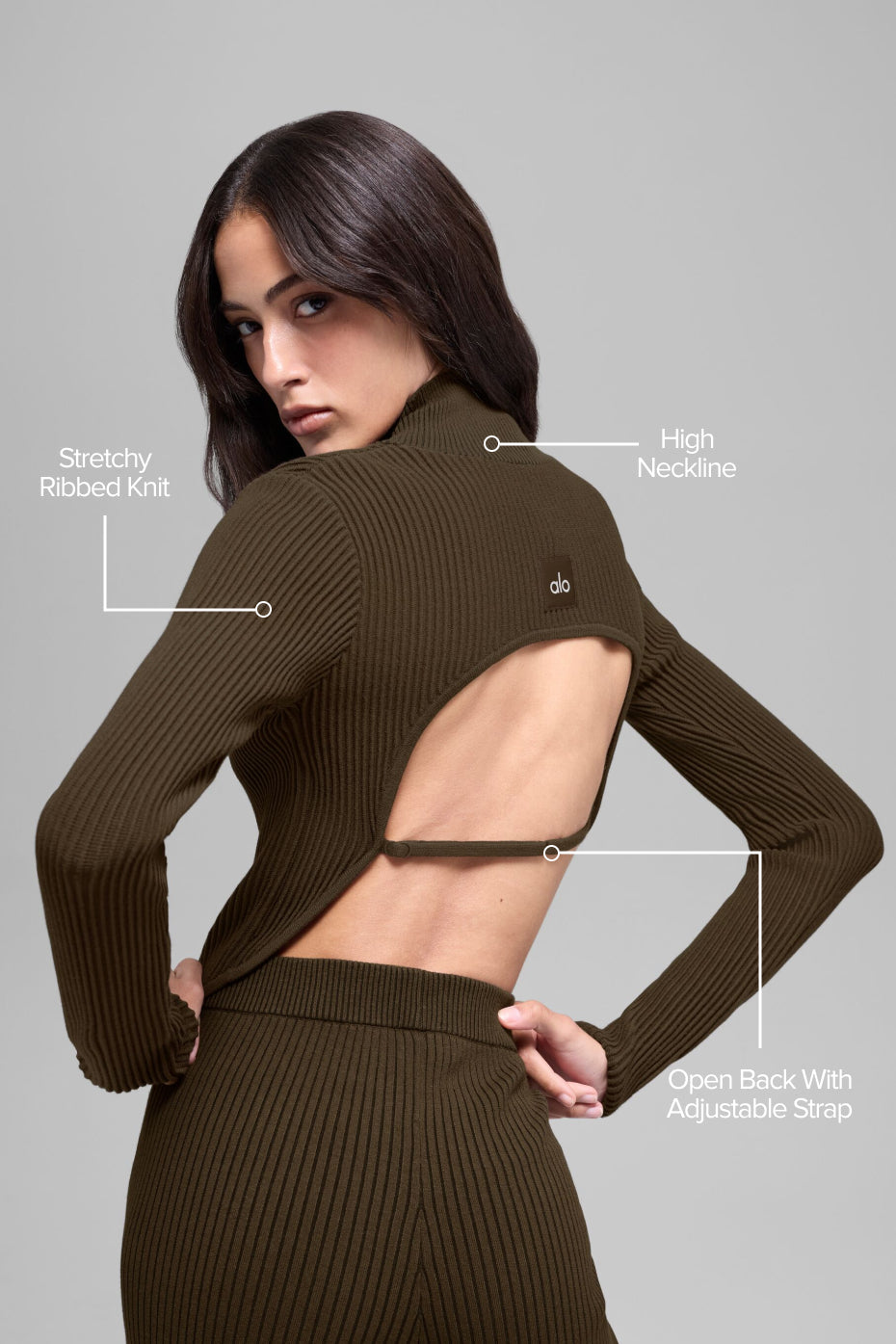 Denim Knit Backless Long Sleeve