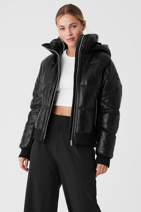 Faux Leather Boss Puffer
