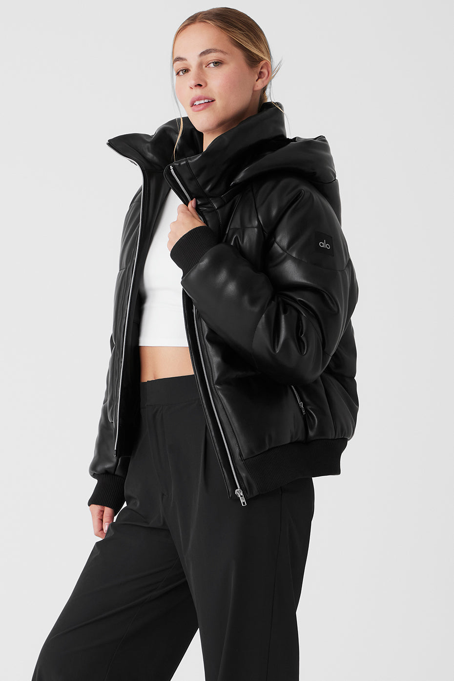 Faux Leather Boss Puffer