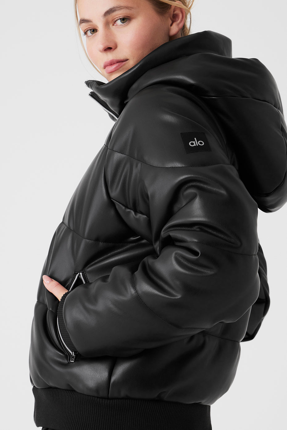 Faux Leather Boss Puffer