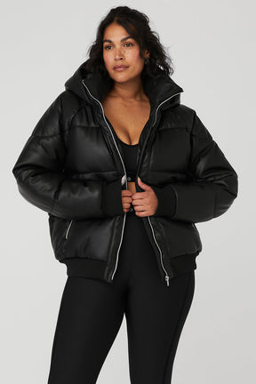 Faux Leather Boss Puffer