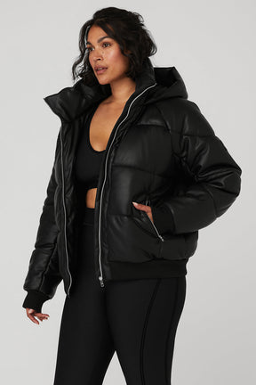 Faux Leather Boss Puffer
