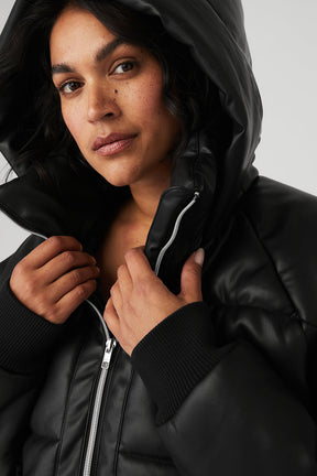 Faux Leather Boss Puffer