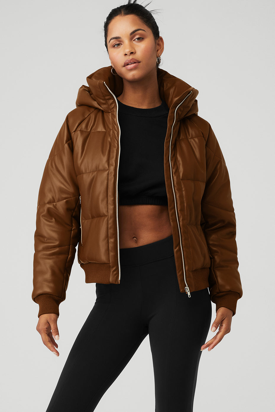 Faux Leather Boss Puffer
