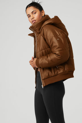 Faux Leather Boss Puffer