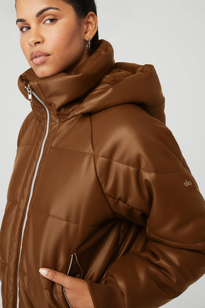 Faux Leather Boss Puffer
